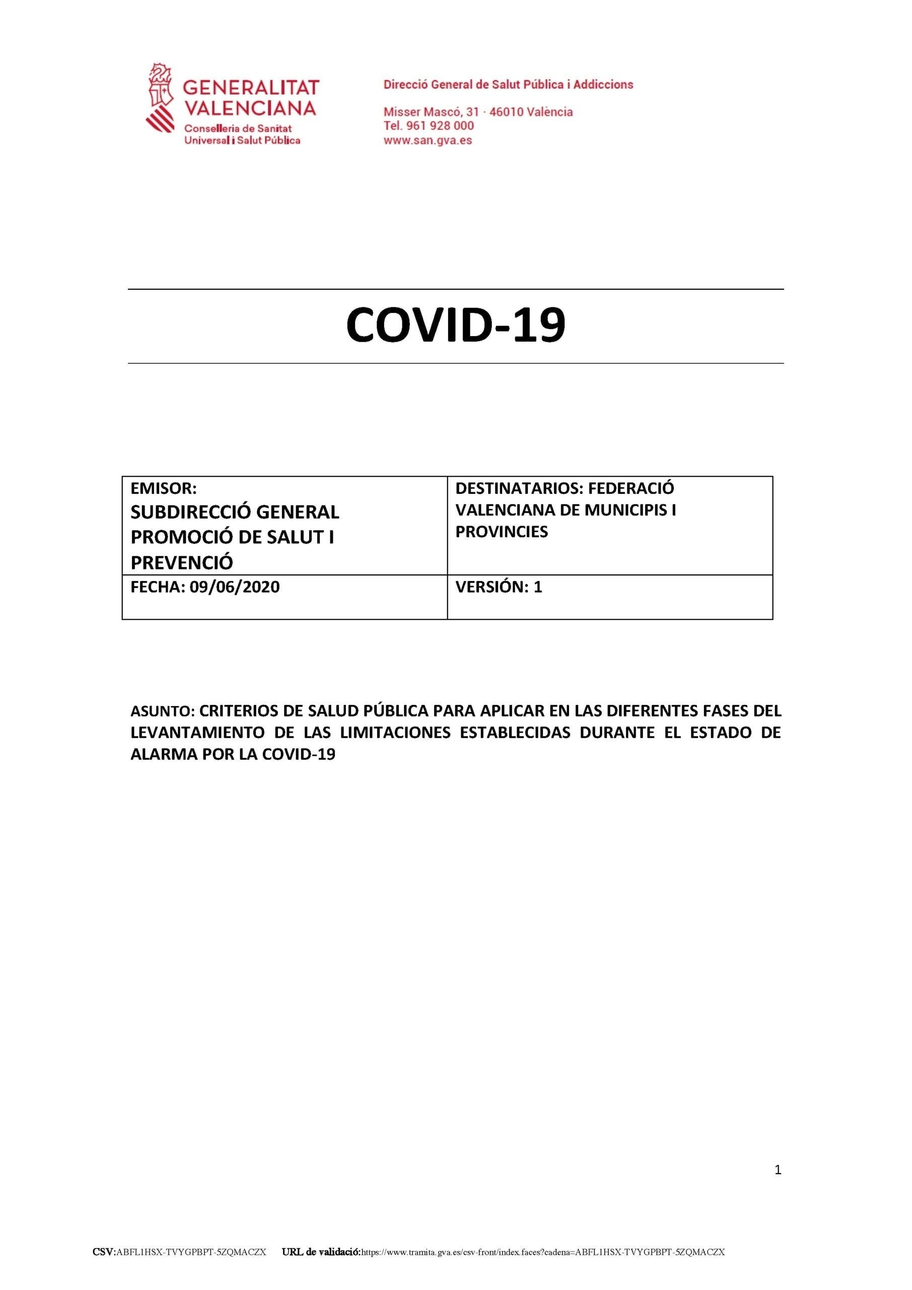 COVID-19 Subdirecció General de Salut i Prevenció